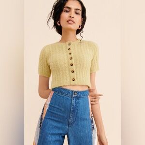 Tach Dalia knot pistachio Cardigan Sweater Too Anthropologie XS